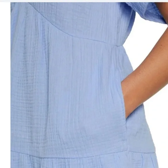 Gap Women's Relaxed Fit Soft Cotton Gauze Tiered Dress Blue Size XS - Picture 7 of 9